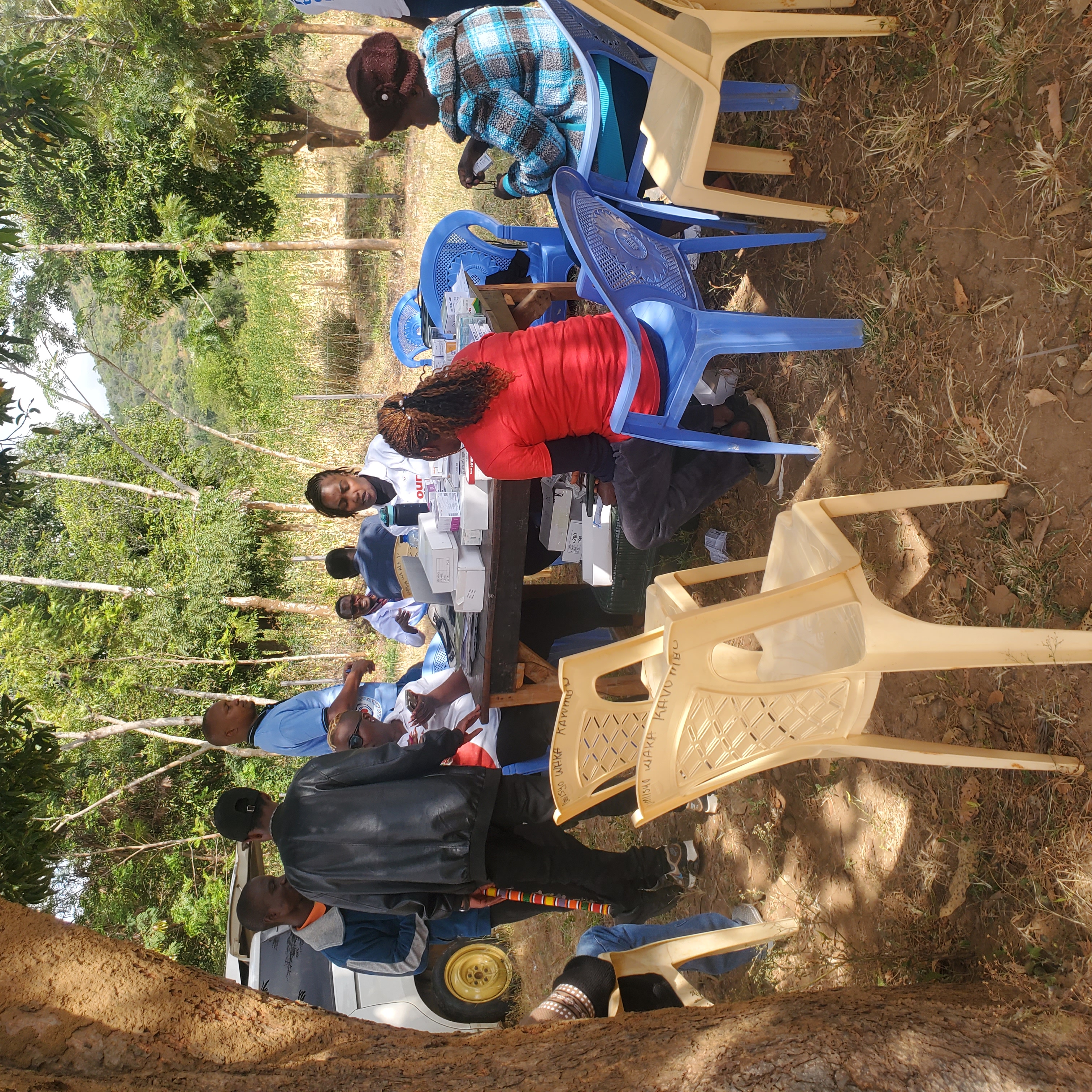 Healthcare clinic setup with medical equipment and supplies
